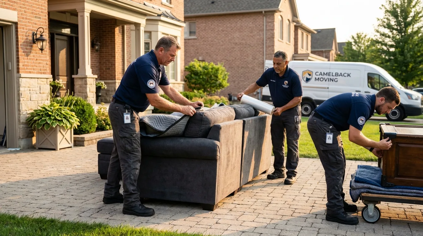 Large estate moving crew wrapping furniture in Bella Vista, CA